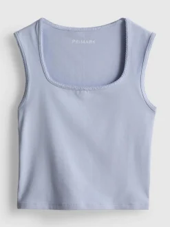 Tanktop mit hohem Baumwollanteil und Bogenkante