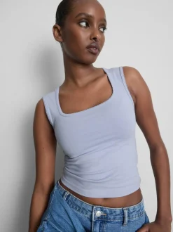 Tanktop mit hohem Baumwollanteil und Bogenkante