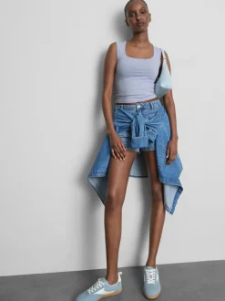 Tanktop mit hohem Baumwollanteil und Bogenkante