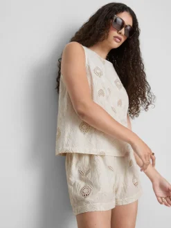 „The Edit“ Baumwoll-Tanktop mit Lochstickerei