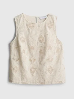 „The Edit“ Baumwoll-Tanktop mit Lochstickerei