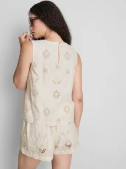 „The Edit“ Baumwoll-Tanktop mit Lochstickerei