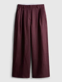„The Edit“ Leinenhose mit weitem Bein und Bundfalten