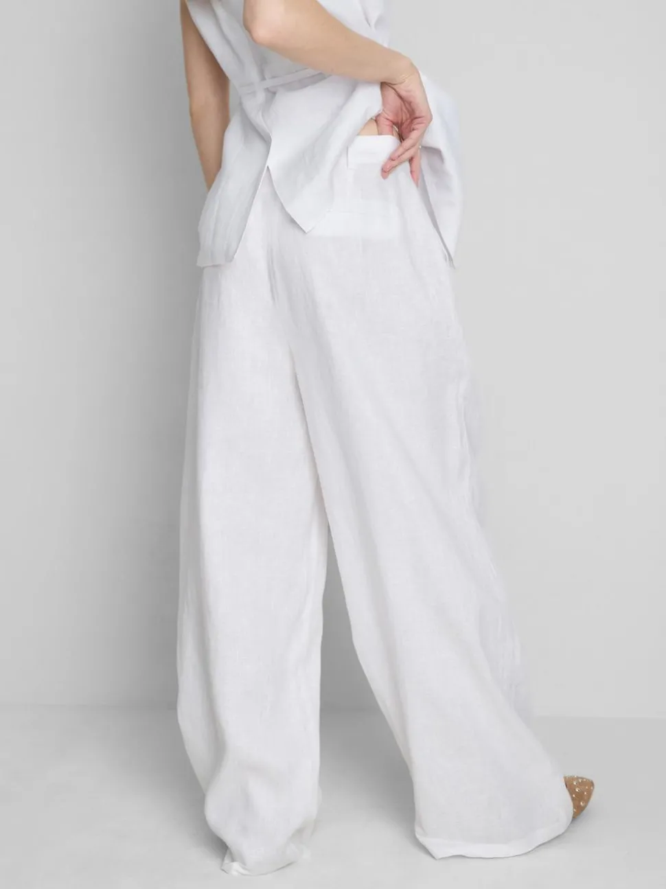 „The Edit“ Leinenhose mit weitem Bein und Bundfalten
