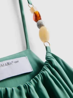 „The Edit“ Midi-Säulenkleid mit perlenbesetzten Trägern