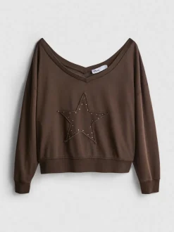 The Primark Scene | Schulterfreies Sweatshirt mit Applikation