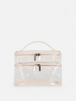 Transparenter Kosmetikkoffer mit doppeltem Fach
