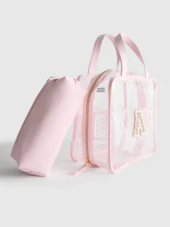 Transparentes Make-up-Taschen-Set mit Initiale