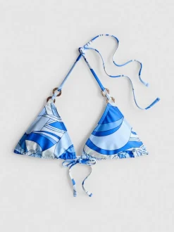 Triangel-Bikinitop mit Wirbelmuster
