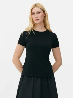 T-Shirt aus Stretch mit Rundhalsausschnitt
