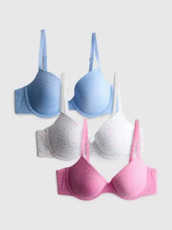 T-Shirt-BHs mit Spitze, 3er-Pack