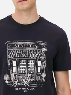 T-Shirt mit Café-Grafik