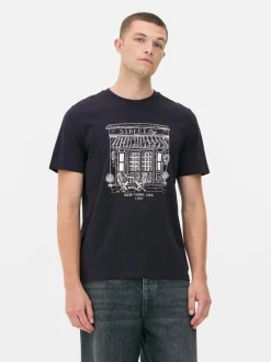 T-Shirt mit Café-Grafik