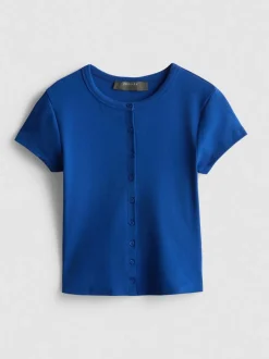 T-Shirt mit hohem Baumwollanteil und Knopfleiste