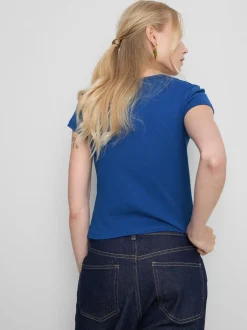 T-Shirt mit hohem Baumwollanteil und Knopfleiste