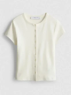 T-Shirt mit hohem Baumwollanteil und Knopfleiste