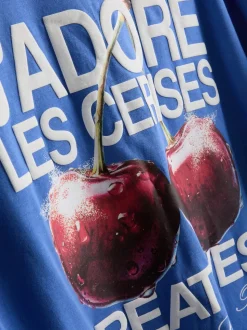 T-Shirt mit Kirschgrafik aus reiner Baumwolle