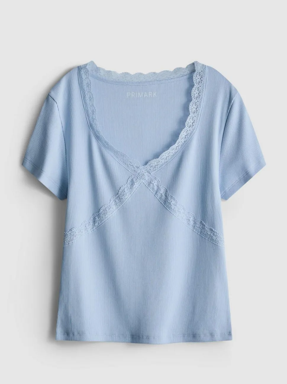 T-Shirt mit Spitzenbesatz und hohem Baumwollanteil