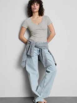 T-Shirt mit Spitzenbesatz und hohem Baumwollanteil