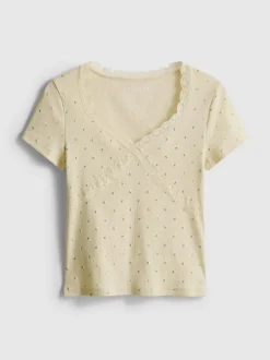T-Shirt mit Spitzenbesatz und hohem Baumwollanteil