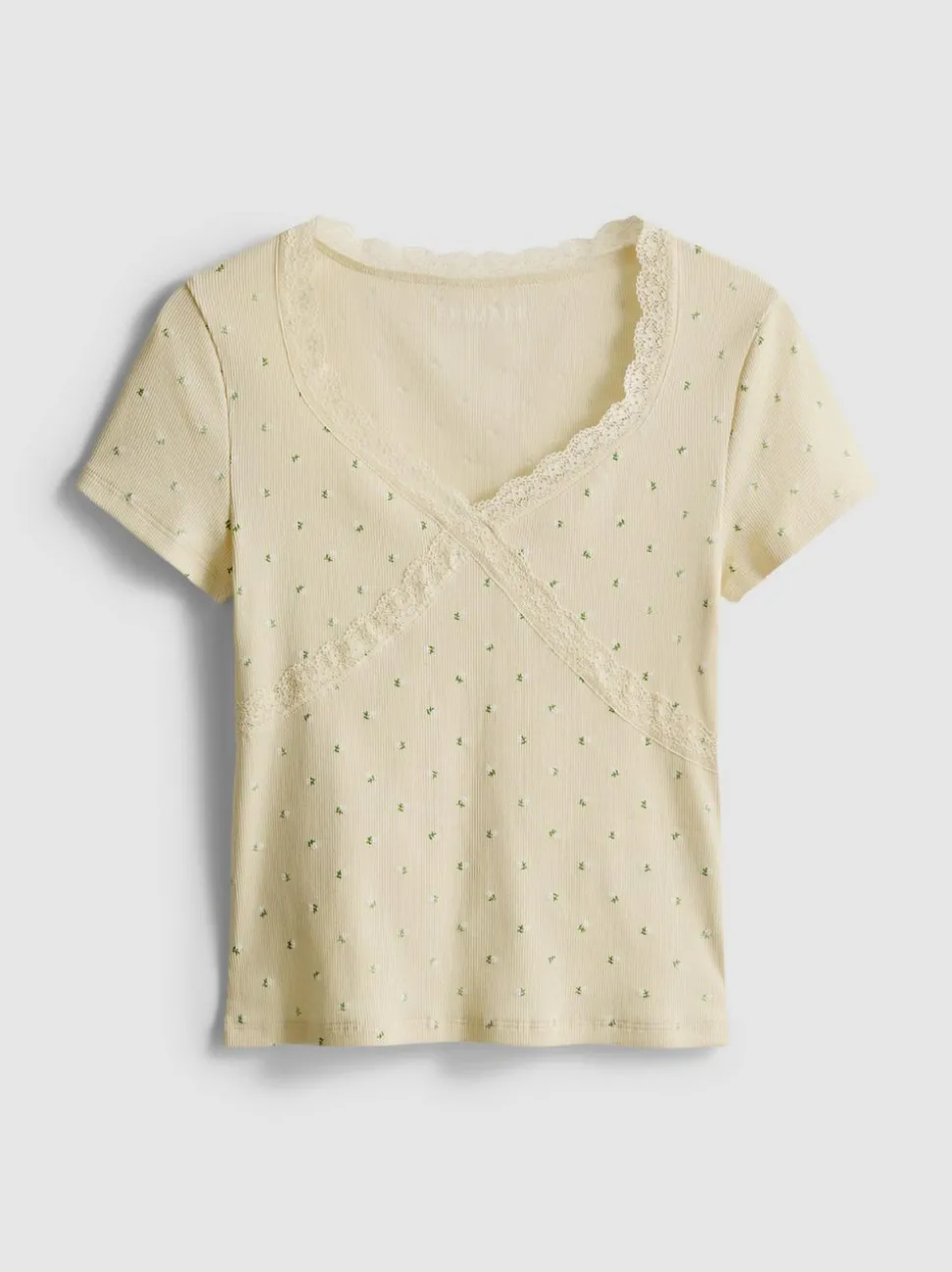 T-Shirt mit Spitzenbesatz und hohem Baumwollanteil