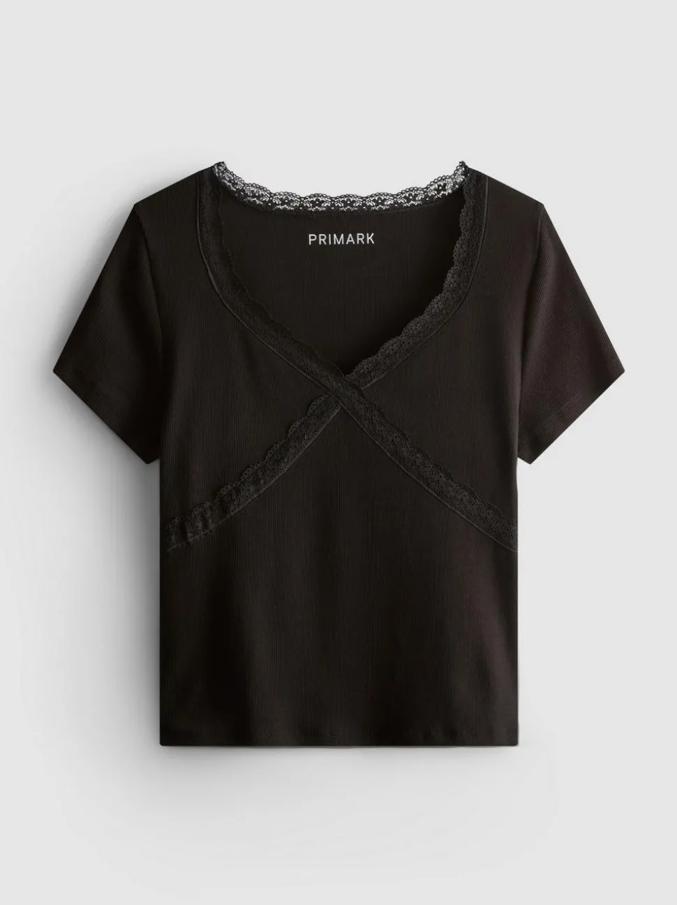 T-Shirt mit Spitzenbesatz und hohem Baumwollanteil