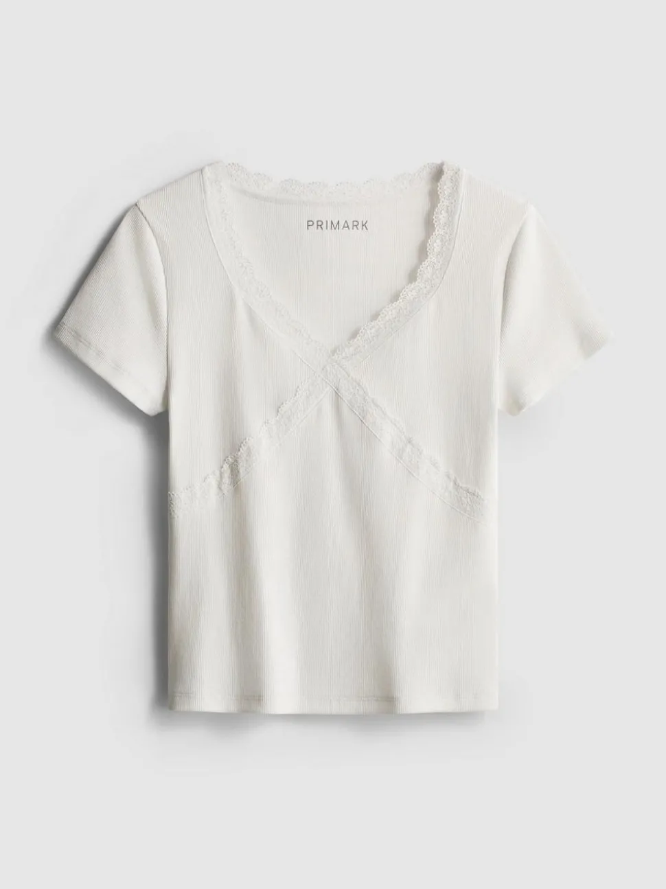 T-Shirt mit Spitzenbesatz und hohem Baumwollanteil