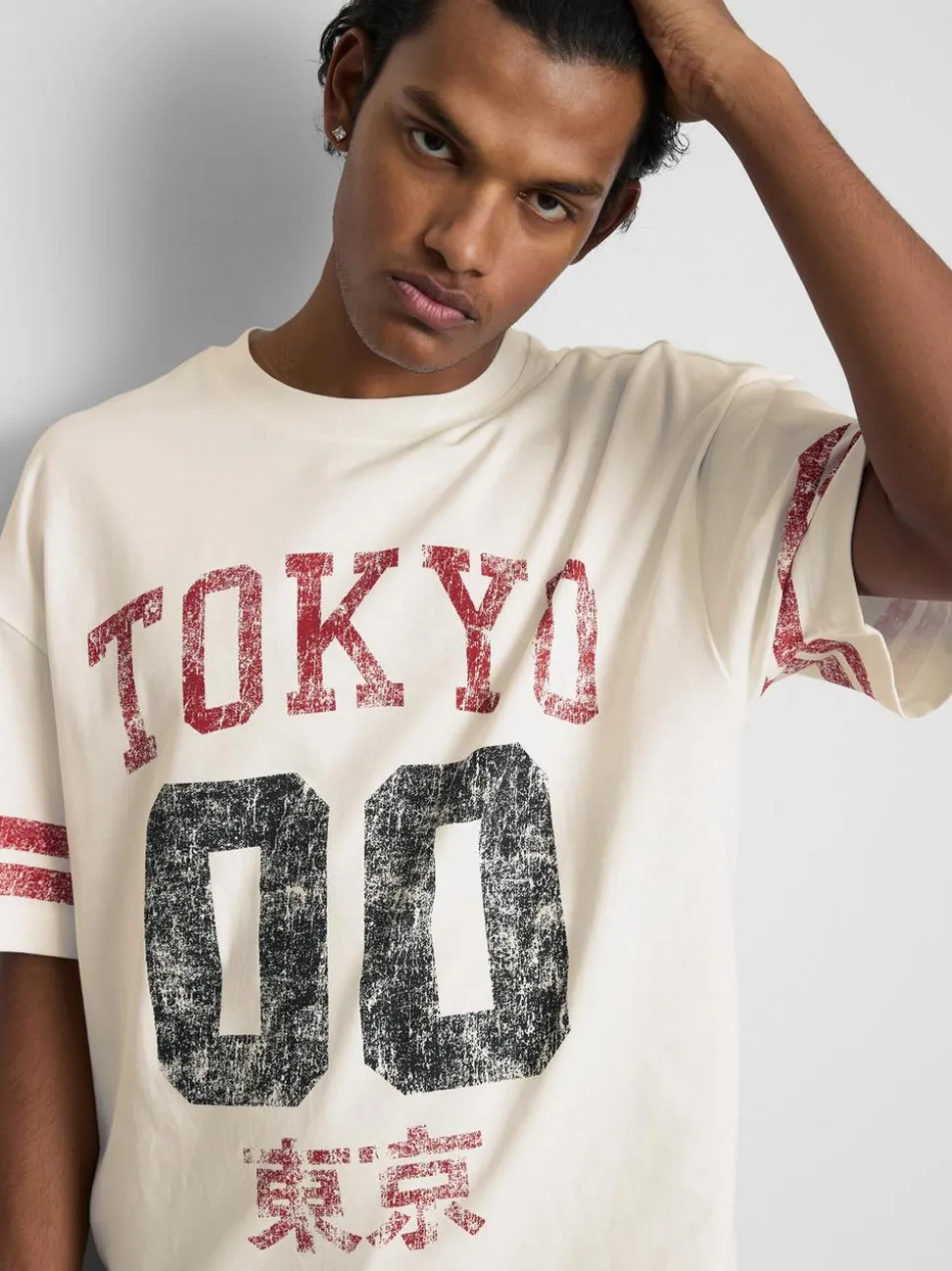 T-Shirt mit Tokyo-Grafik im Used-Look