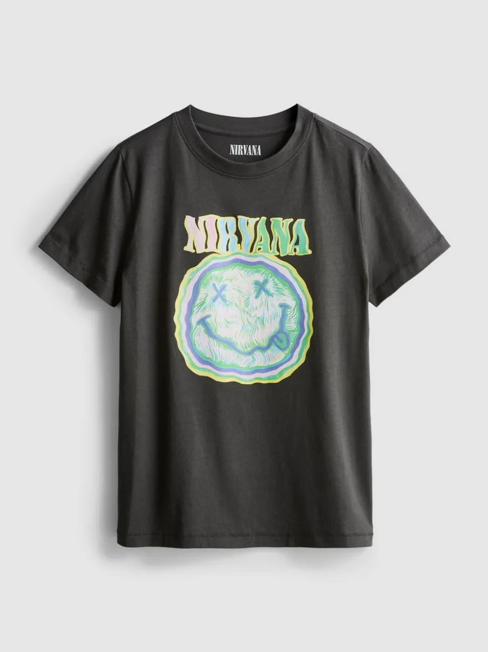 Verwaschenes „Nirvana“ Bandshirt aus Baumwolle