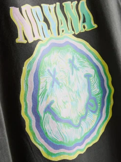 Verwaschenes „Nirvana“ Bandshirt aus Baumwolle
