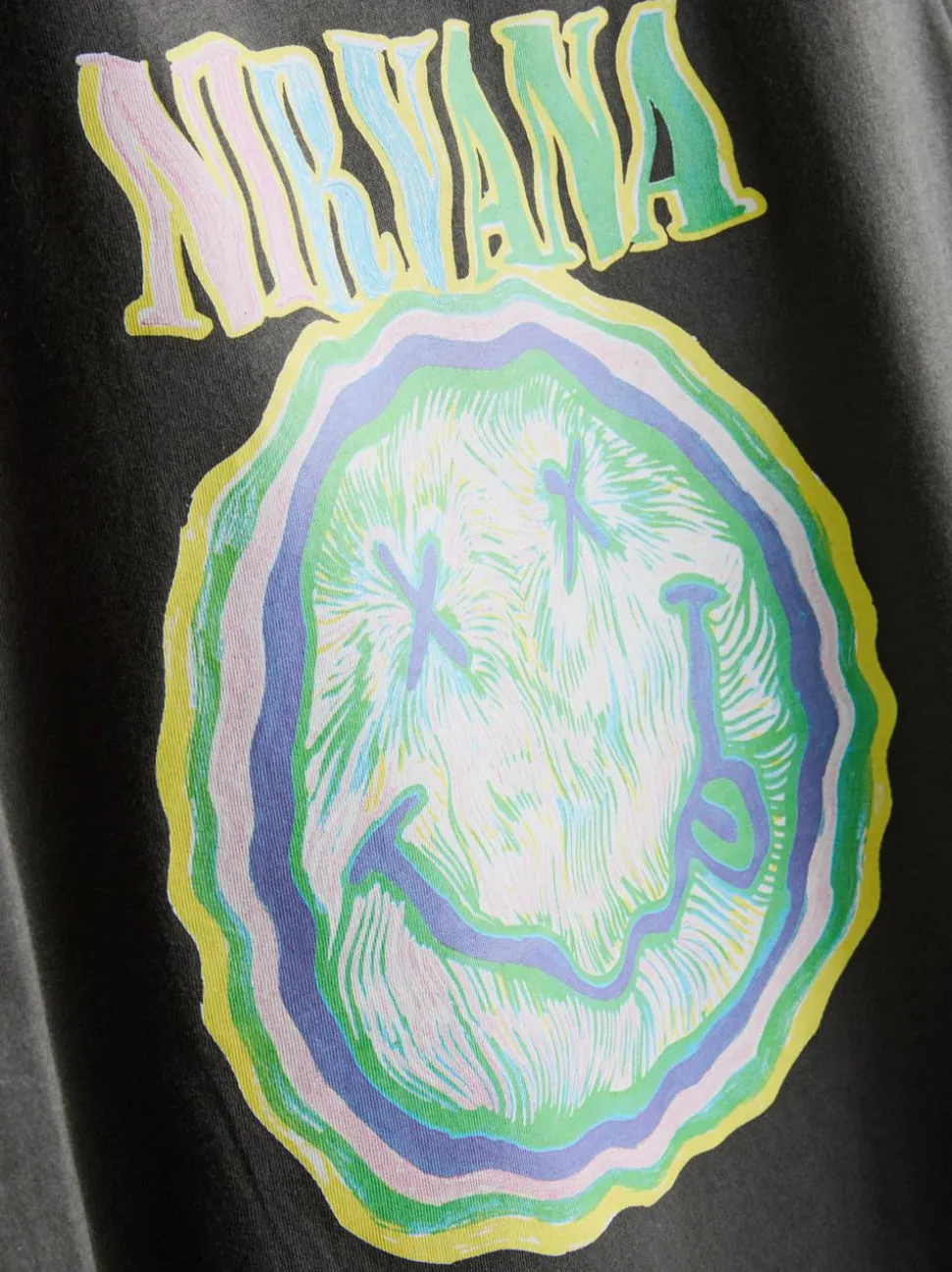 Verwaschenes „Nirvana“ Bandshirt aus Baumwolle