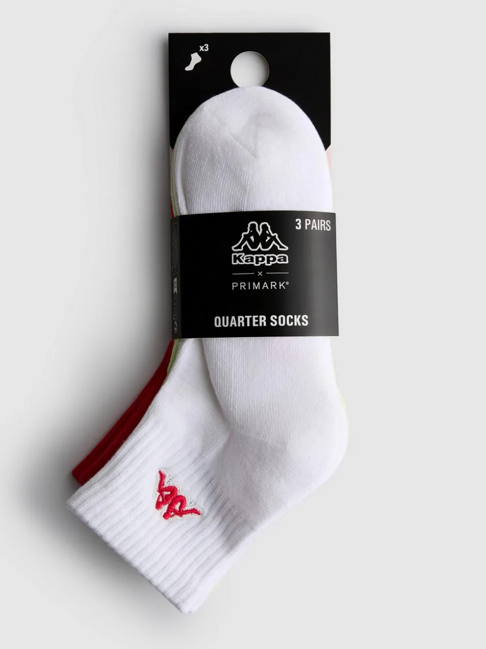 Viertellange „Kappa“ Crew-Socken mit hohem Baumwollanteil, 3er-Pack