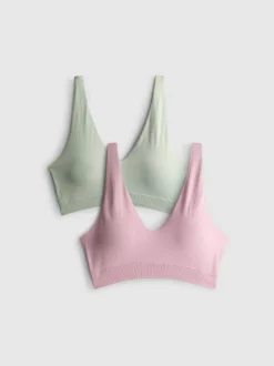 Weiche Bralette-BHs mit V-Ausschnitt, 2er-Pack