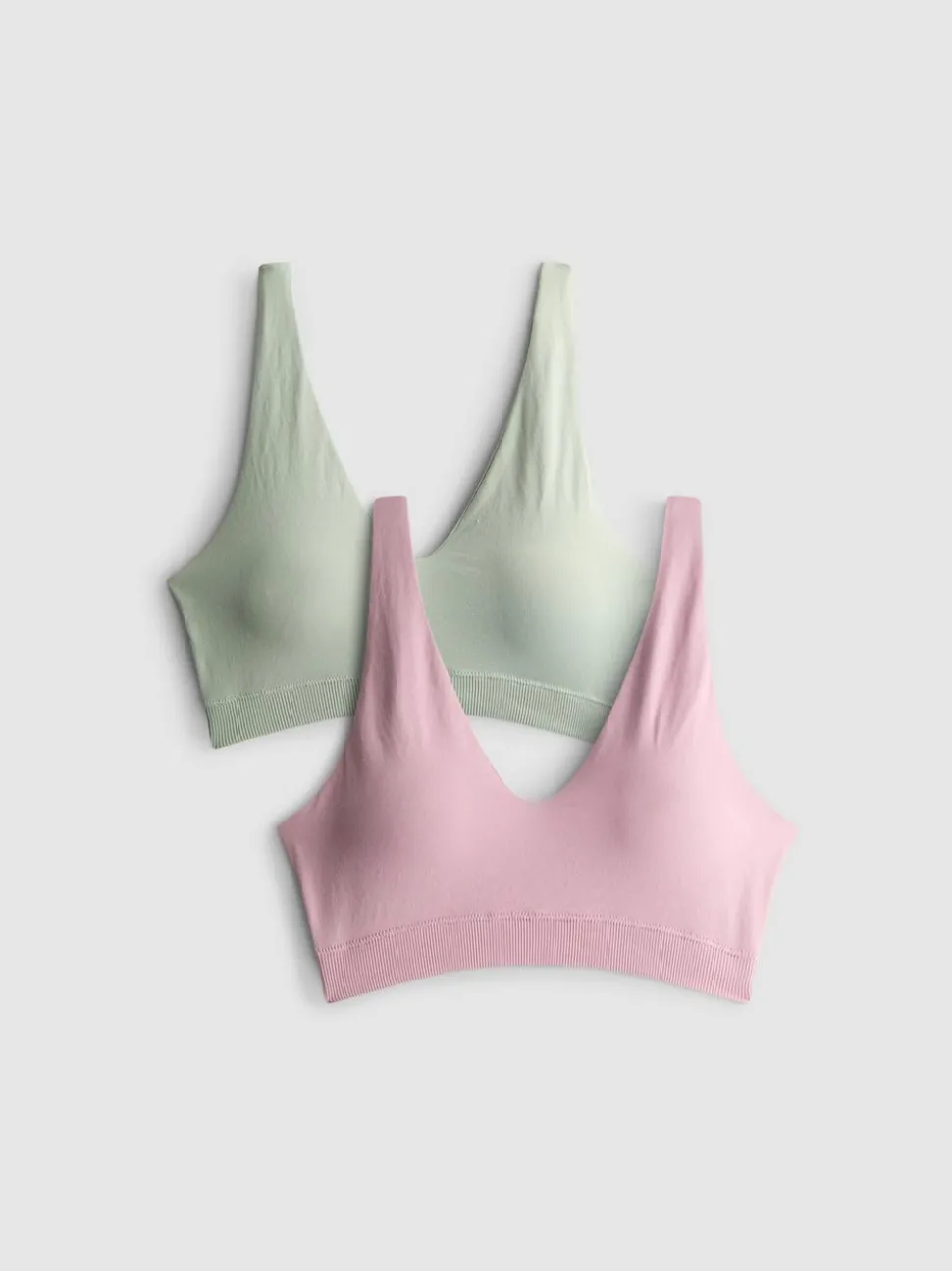 Weiche Bralette-BHs mit V-Ausschnitt, 2er-Pack
