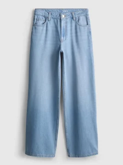 Weite Baumwoll-Jeans mit mittlerer Leibhöhe