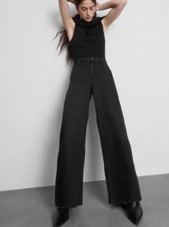 Weite Baumwoll-Jeans mit mittlerer Leibhöhe