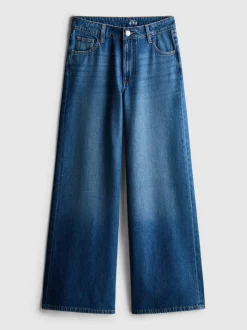 Weite Baumwoll-Jeans mit mittlerer Leibhöhe