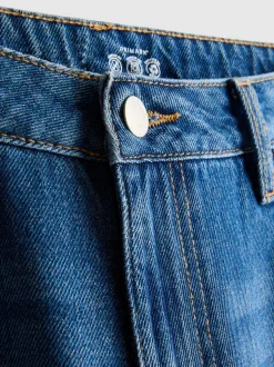 Weite Baumwoll-Jeans mit mittlerer Leibhöhe
