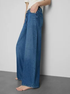 Weite Baumwoll-Jeans mit mittlerer Leibhöhe
