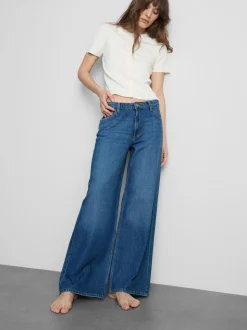 Weite Baumwoll-Jeans mit mittlerer Leibhöhe