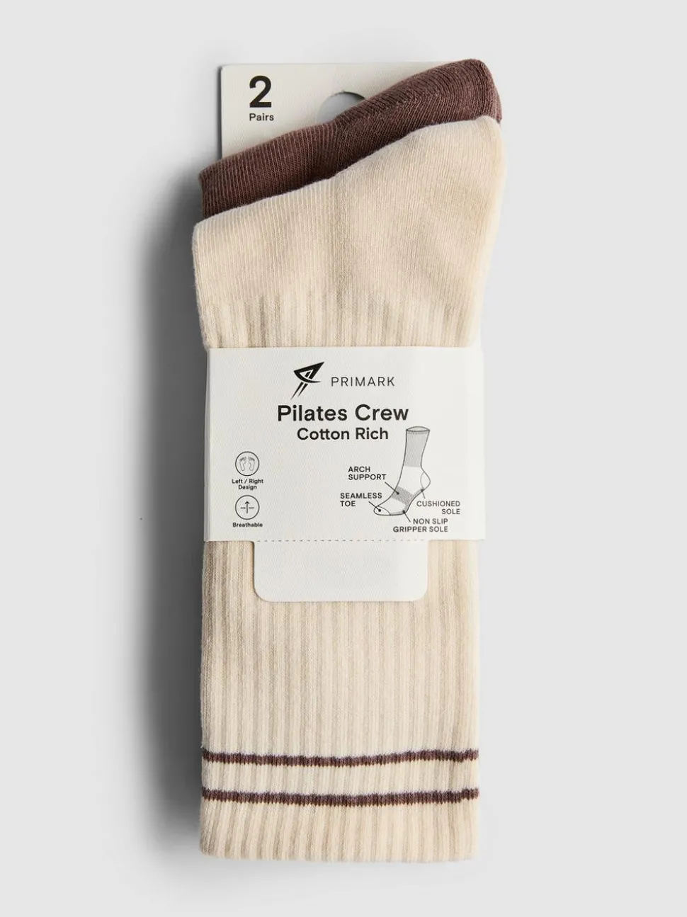 Yoga Active-Crew-Socken mit hohem Baumwollanteil, 2er-Pack