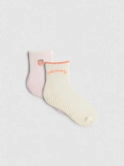 Yoga-Crew-Socken mit Pfirsichmotiv, 2er-Pack