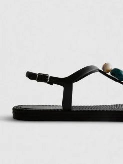 Zehenstegsandalen mit Perlen