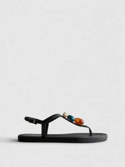 Zehenstegsandalen mit Perlen