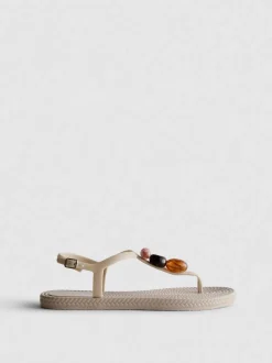 Zehenstegsandalen mit Perlen