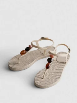 Zehenstegsandalen mit Perlen